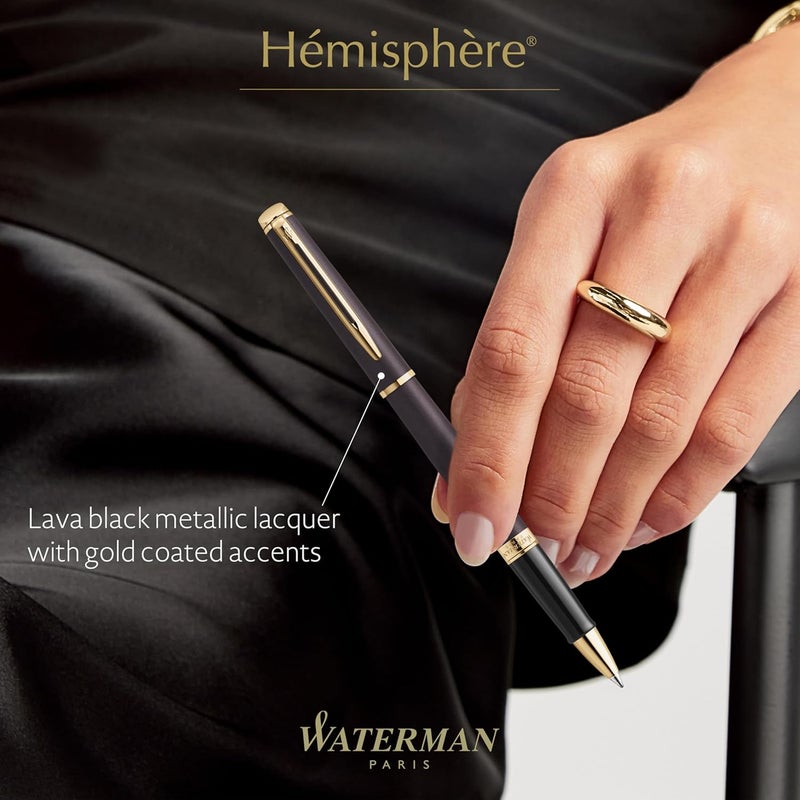 Waterman قلم رولربول واترمان هيميسفير - لافا بلاك - طرف دقيق - حبر أسود - علبة هدايا - Image 2